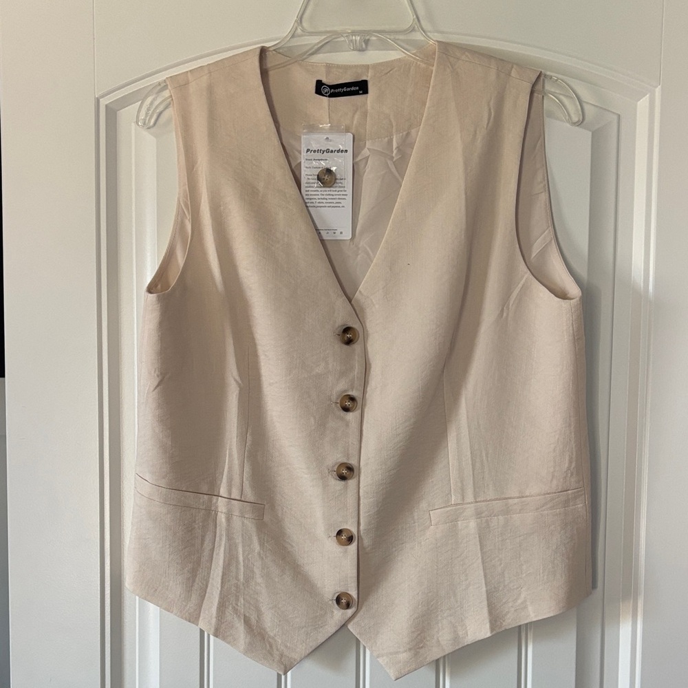 Beige Button-Down Vest by Christopher & Banks